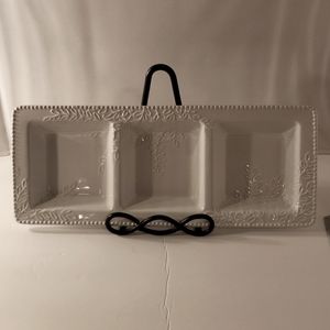 Tabletop 16" Divided Platter.   Serving Dish.  Appetizer Tray.